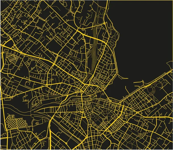 Carte Ville Vectorielle Noire Jaune Genève Avec Couche Séparée Bien — Image vectorielle