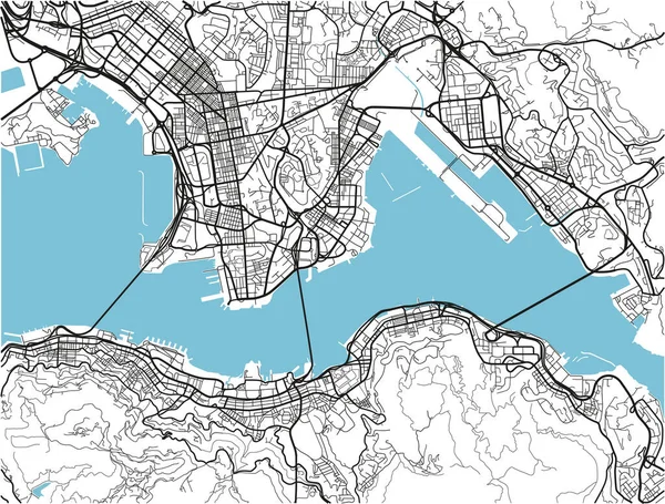 Mapa Cidade Vetorial Preto Branco Hong Kong Com Camadas Separadas — Vetor de Stock