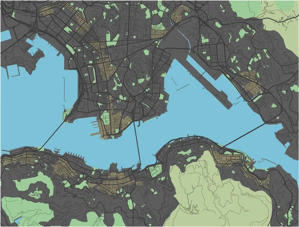 Koyu Renkli Hong Kong Vektör Haritası — Stok Vektör