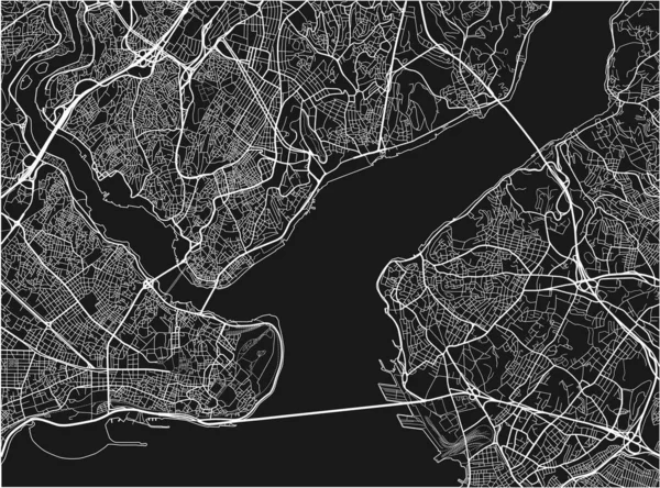 Vetor Preto Branco Mapa Cidade Istambul Com Camadas Separadas Bem — Vetor de Stock