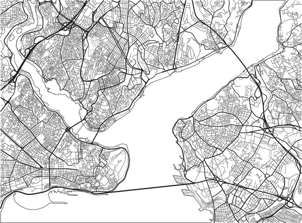 Черно Белая Векторная Карта Стамбула Хорошо Организованными Разделенными Слоями — стоковый вектор