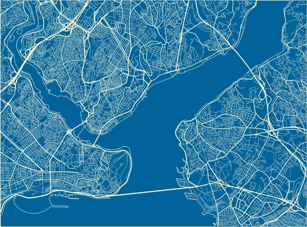 Mapa Estambul Vectorial Azul Blanco Con Capas Separadas Bien Organizadas — Vector de stock