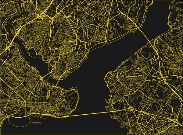 Mapa Cidade Vetorial Preto Amarelo Istambul Com Camadas Separadas Bem — Vetor de Stock