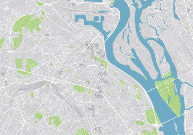 Kiev 'in iyi organize edilmiş ayrı katmanlı vektör şehir haritası.