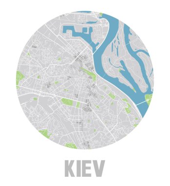 Minimalist Kiev şehir haritası simgesi.