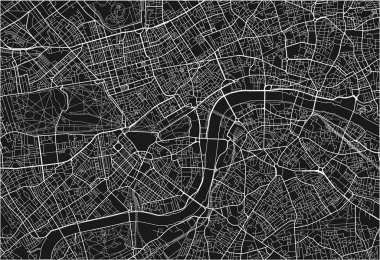 Londra 'nın siyah-beyaz şehir haritası iyi organize edilmiş ayrı katmanlarla.