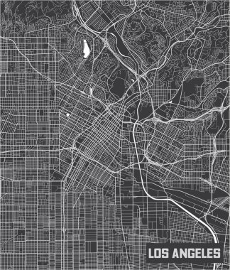 Minimalist Los Angeles şehir haritası poster tasarımı.