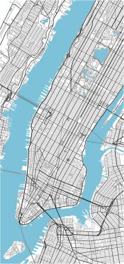 New York 'un iyi organize edilmiş siyah beyaz şehir haritası..