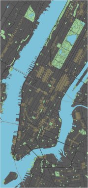 Koyu renkli New York vektör haritası.