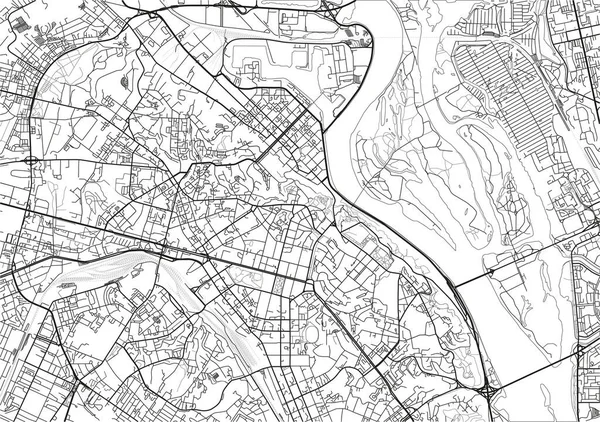 Svart Och Vit Vektor Stadskarta Över Kiev Med Välorganiserade Separerade — Stock vektor
