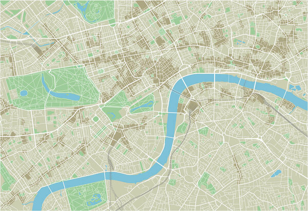 Vector city map of London with well organized separated layers.