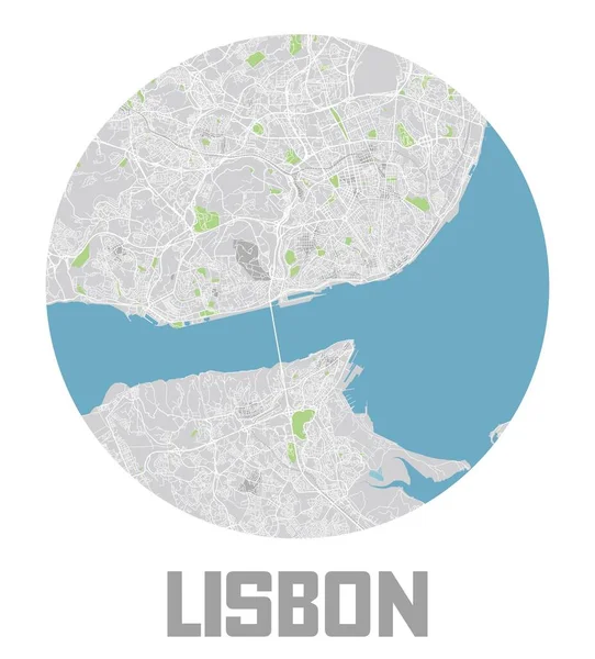 Minimalistisk Lissabon Stadskarta Ikon — Stock vektor