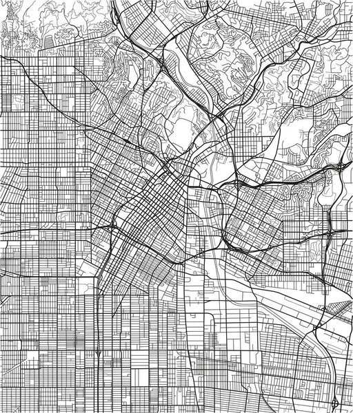 Mapa Los Ángeles Vector Blanco Negro Con Capas Separadas Bien — Vector de stock