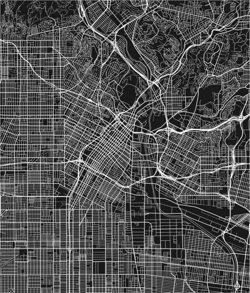 Mapa Los Ángeles Vector Blanco Negro Con Capas Separadas Bien — Vector de stock
