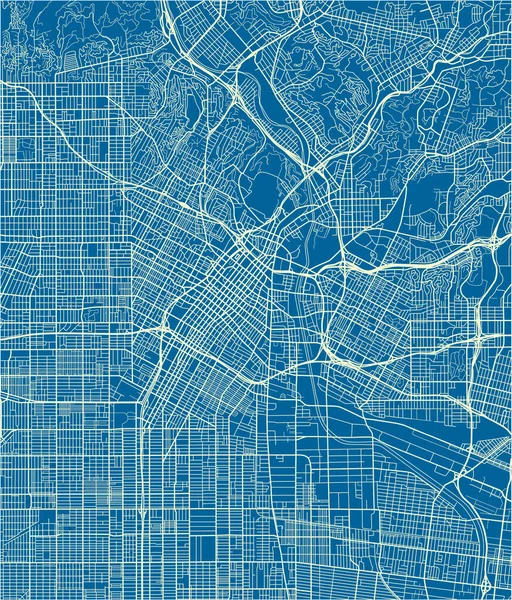 Blauer Und Weißer Vektorstadtplan Von Los Angeles Mit Gut Organisierten — Stockvektor