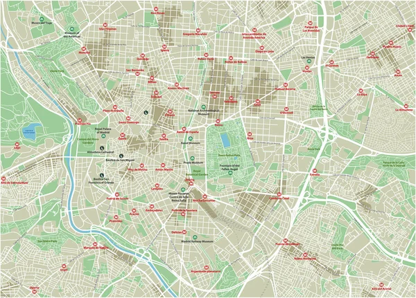 Mappa Della Città Vettoriale Madrid Con Strati Separati Ben Organizzati — Vettoriale Stock