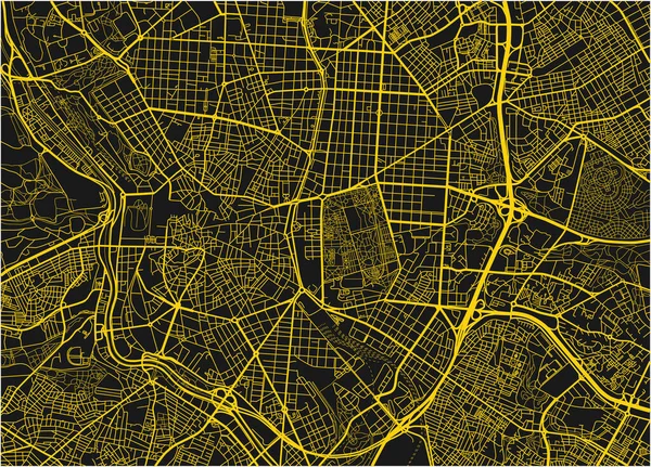 Mapa Cidade Vetorial Preto Amarelo Madrid Com Camadas Separadas Bem — Vetor de Stock
