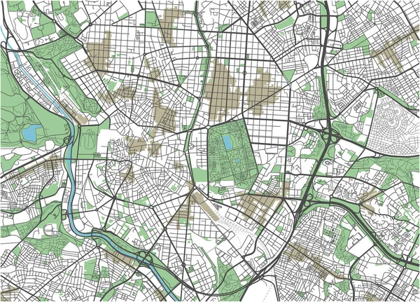 Mappa Colorata Della Città Vettoriale Madrid — Vettoriale Stock