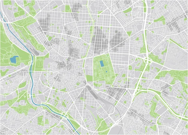 Векторная Карта Мадрида Хорошо Организованными Разделенными Слоями — стоковый вектор