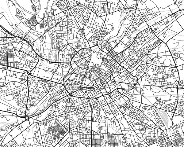 Vetor Preto Branco Mapa Cidade Manchester Com Camadas Separadas Bem — Vetor de Stock