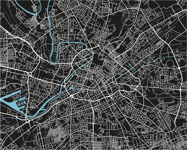 Черно Белая Векторная Карта Манчестера Хорошо Организованными Разделенными Слоями — стоковый вектор