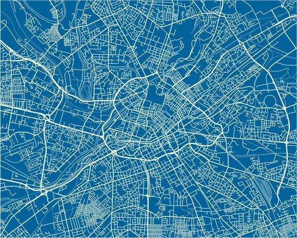 よく組織された分離された層を持つマンチェスターの青と白のベクトル都市地図 — ストックベクタ