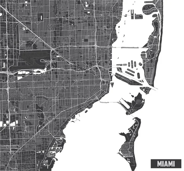Minimalista Miami Várostérkép Plakát Tervezés — Stock Vector