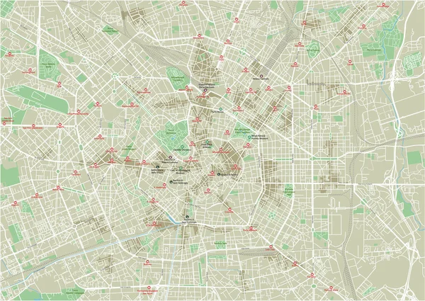 Mappa Della Città Vettoriale Milano Con Strati Separati Ben Organizzati — Vettoriale Stock