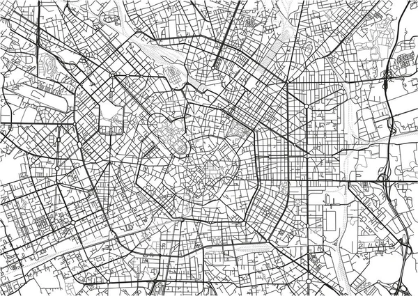 Svart Och Vit Vektor Stadskarta Över Milano Med Välorganiserade Separerade — Stock vektor