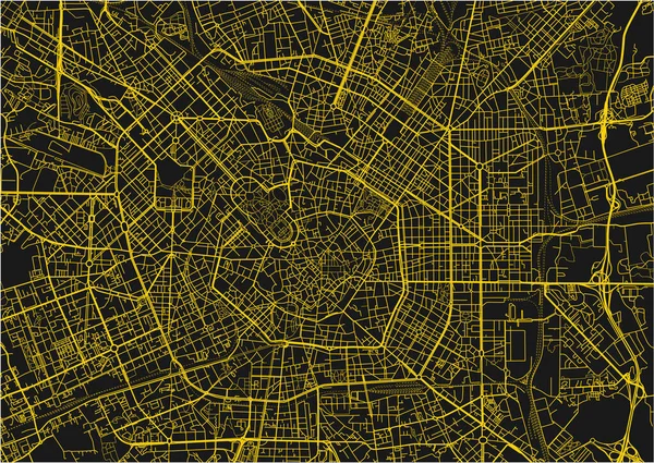 Mapa Cidade Vetorial Preto Amarelo Milão Com Camadas Separadas Bem — Vetor de Stock