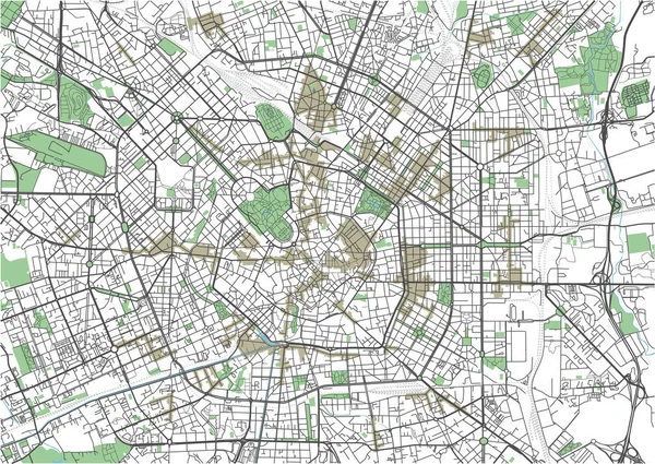 Красочная Векторная Карта Милана — стоковый вектор