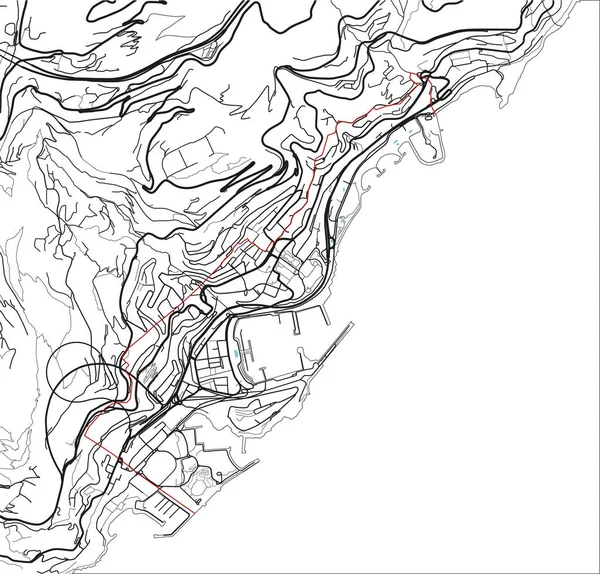 Czarno Biała Wektorowa Mapa Monako Dobrze Zorganizowanymi Oddzielnymi Warstwami — Wektor stockowy