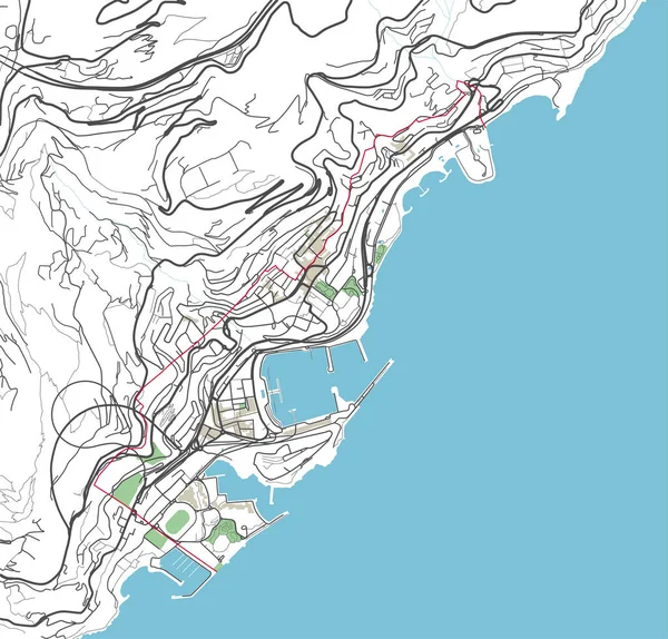 Kolorowa Mapa Monako Wektor Miasta — Wektor stockowy