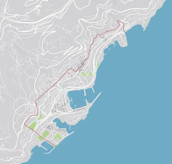 Wektorowa Mapa Monako Dobrze Zorganizowanymi Oddzielnymi Warstwami — Wektor stockowy