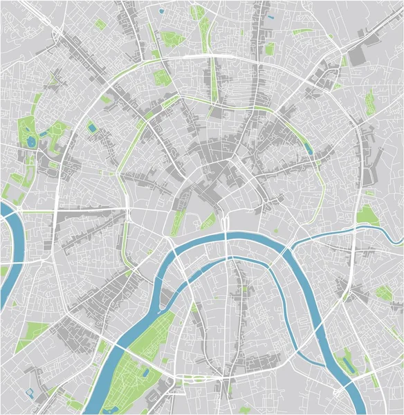 よく組織化された独立した層を持つモスクワのベクトル都市地図 — ストックベクタ