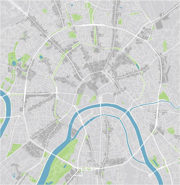 Vector city map of Moscow with well organized separated layers.