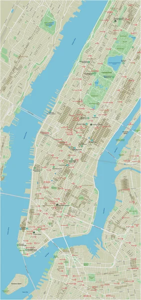 Mapa Cidade Vetores Nova York Com Camadas Separadas Bem Organizadas — Vetor de Stock