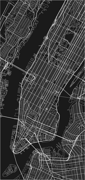 Czarno Biała Wektorowa Mapa Nowego Jorku Dobrze Zorganizowanymi Oddzielnymi Warstwami — Wektor stockowy
