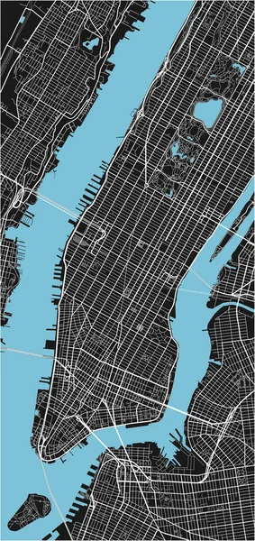 Schwarz Weißer Vektorstadtplan Von New York Mit Gut Organisierten Getrennten — Stockvektor