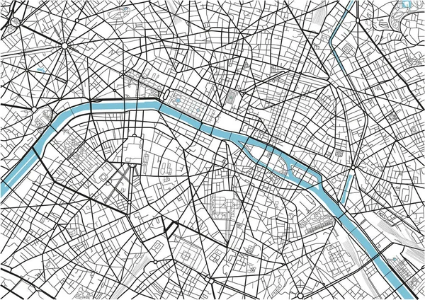 Černá Bílá Vektorová Mapa Paříže Dobře Uspořádanými Oddělenými Vrstvami — Stockový vektor