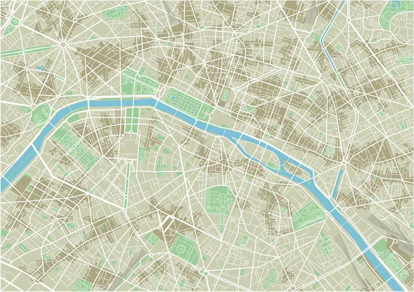 Vektorová Mapa Paříže Dobře Uspořádanými Oddělenými Vrstvami — Stockový vektor