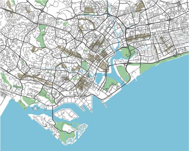 Renkli Singapur vektör şehir haritası