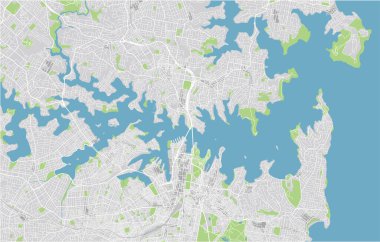 Sydney 'nin iyi organize edilmiş şehir haritası..