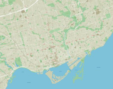 Toronto 'nun iyi organize edilmiş ayrı katmanlı vektör şehir haritası.