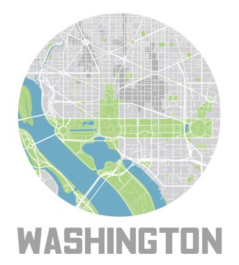 Minimalist Washington, D.C. şehir haritası simgesi.