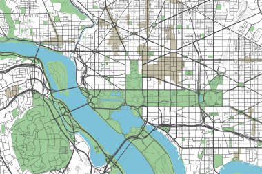 Renkli Washington, D.C. vektör şehir haritası.