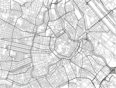 Viyana 'nın siyah-beyaz şehir haritası iyi organize edilmiş ayrı katmanlarla.