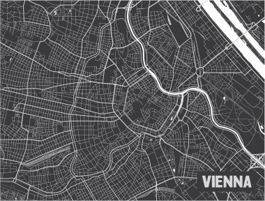 Minimalist Viyana şehir haritası poster tasarımı.