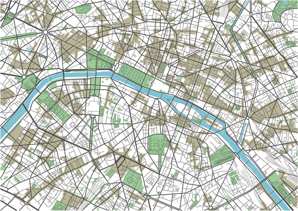 Bunte Vektor Stadtkarte Von Paris — Stockvektor