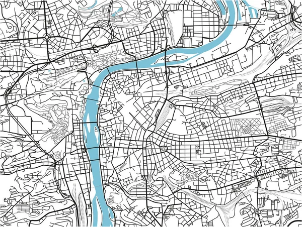 Carte Ville Vectorielle Noir Blanc Prague Avec Des Couches Séparées — Image vectorielle